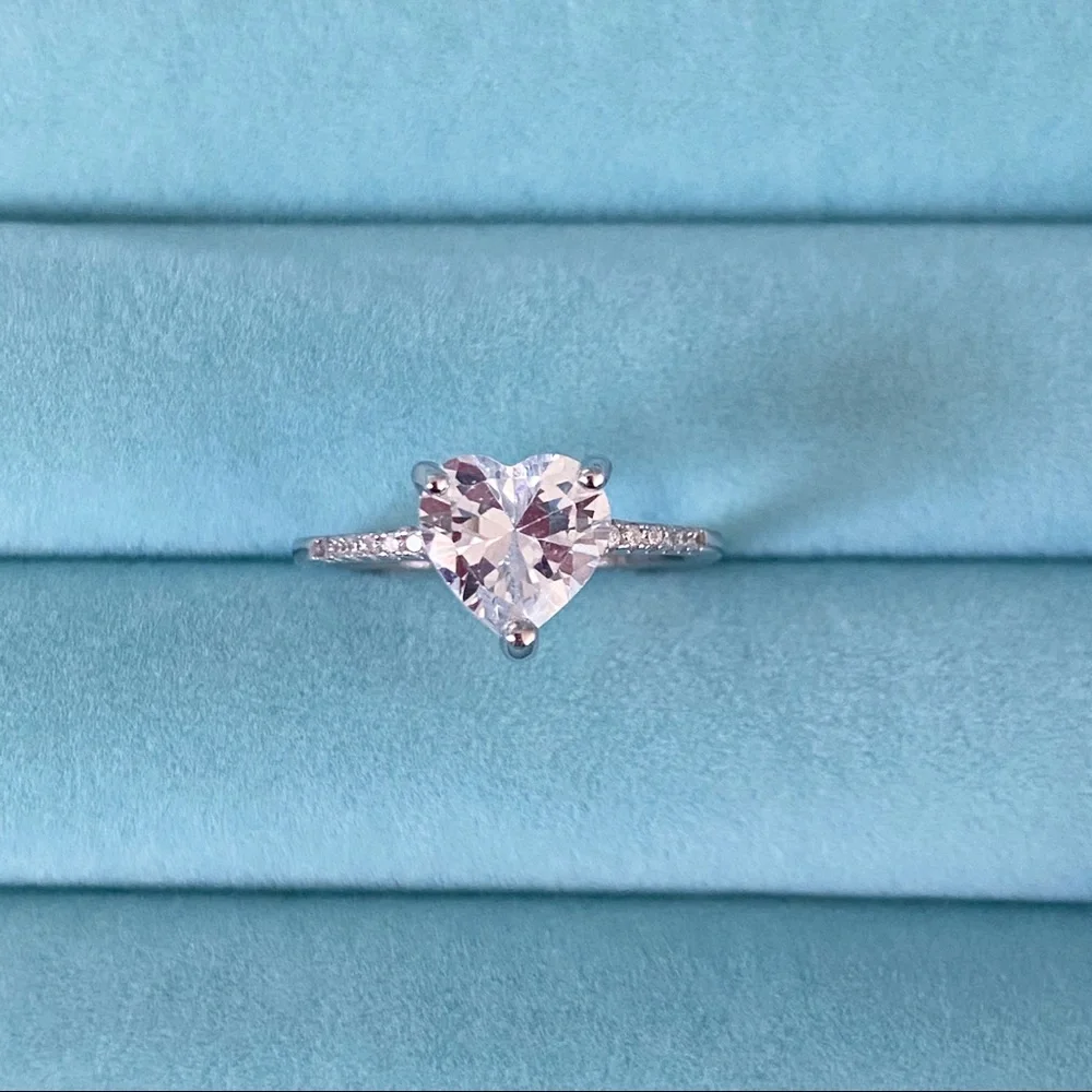 Sterling Silver Channel Set Ring Setting Heart Zirconia Gemstone